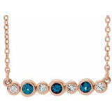 14K Rose Lab-Grown Alexandrite & .08 CTW Natural Diamond Bezel Set 16-18" Necklace