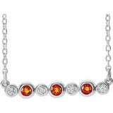 14K White Natural Citrine & .08 CTW Natural Diamond Bezel Set 16-18" Necklace