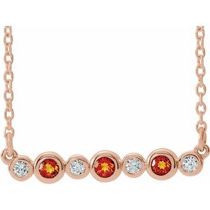 14K Rose Natural Citrine & .08 CTW Natural Diamond Bezel Set 16-18" Necklace