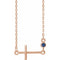 14K Rose Natural Blue Sapphire Sideways Cross 16-18
