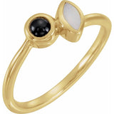 14K Yellow Natural White Opal & Natural Black Onyx Ring
