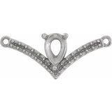 18K White Accented "V" Necklace Center