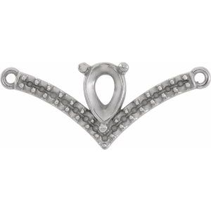 18K White Accented "V" Necklace Center