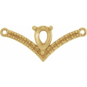 14K Yellow Accented "V" Necklace Center