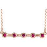 14K Rose Lab-Grown Ruby Bezel Set Bar 16" Necklace