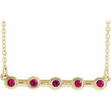 14K Yellow Natural Ruby Bezel Set Bar 18" Necklace