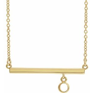 14K Yellow 3 mm Round Bezel Set 16" Bar Necklace Mounting