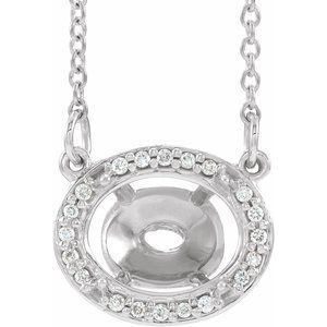 Platinum 9x7 mm Oval .04 CTW Natural Diamond Semi-Set 16 1/2" Necklace