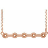14K Rose 2 mm Round Bezel Set Bar 16" Necklace Mounting