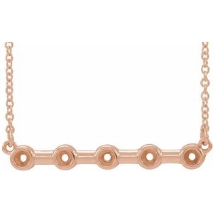 14K Rose 2 mm Round Bezel Set Bar 18" Necklace Mounting