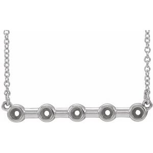 14K White 2 mm Round Bezel Set Bar 16" Necklace Mounting