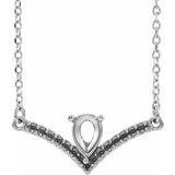 Sterling Silver Accented V 18" Necklace Mounting