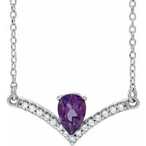 Platinum Natural Amethyst & .06 CTW Natural Diamond 16" Necklace