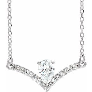 14K White 3/8 CTW Natural Diamond 16" Necklace
