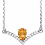 Platinum Natural Citrine & .06 CTW Natural Diamond 16" Necklace