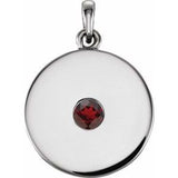 Platinum Natural Mozambique Garnet Disc Pendant