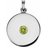 Sterling Silver Natural Peridot Disc Pendant
