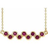 14K Yellow Natural Ruby Bezel Set Bar 16-18" Necklace