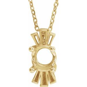 14K Yellow 6 mm Round Accented Necklace Mounting