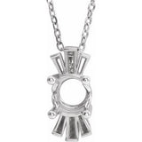 14K White 6 mm Round Accented Necklace Mounting