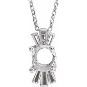 Platinum 6mm Round Accented Necklace Mounting