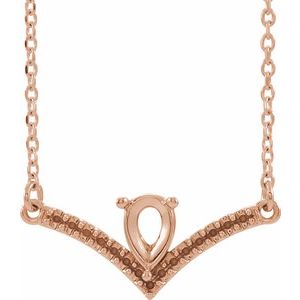 14K Rose Accented V 18" Necklace Mounting