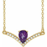 14K Yellow Natural Amethyst & .06 CTW Natural Diamond 16" Necklace