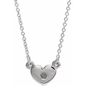 14K White Heart 16" Necklace Mounting