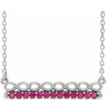 14K White Natural Ruby Infinity-Inspired Bar 18" Necklace