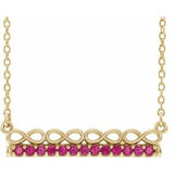 14K Yellow Natural Ruby Infinity-Inspired Bar 16" Necklace