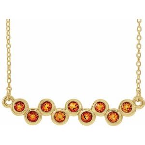 14K Yellow Natural Citrine Bezel Set Bar 16-18" Necklace