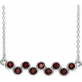 Sterling Silver Natural Mozambique Garnet Bezel-Set Bar 16-18" Necklace