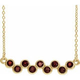 14K Yellow Natural Mozambique Garnet Bezel Set Bar 16-18" Necklace
