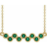 14K Yellow Lab-Grown Emerald Bezel-Set Bar 16-18" Necklace