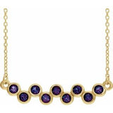 14K Yellow Lab-Grown Alexandrite Bezel-Set Bar 16-18" Necklace