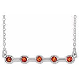 14K White Natural Citrine Bezel Set Bar 18" Necklace