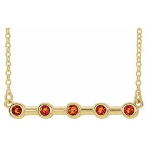 14K Yellow Natural Citrine Bezel Set Bar 16" Necklace