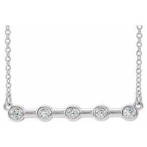 Sterling Silver 1/6 CTW Natural Diamond Bezel Set Bar 18" Necklace