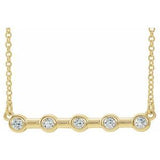 14K Yellow 1/6 CTW Natural Diamond Bezel Set Bar 16" Necklace