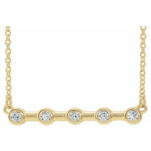 14K Yellow 1/6 CTW Natural Diamond Bezel Set Bar 16" Necklace