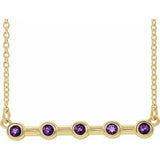 14K Yellow Natural Amethyst Bezel Set Bar 16" Necklace