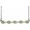 14K White Natural Peridot Bezel Set Bar 18