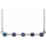 14K White Natural Alexandrite Bezel Set Bar 16" Necklace