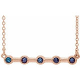 14K Rose Natural Alexandrite Bezel Set Bar 16" Necklace