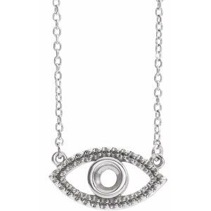 14K White Accented Evil Eye 16" Necklace Mounting