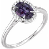 14K White 8x6 mm Lab-Grown Alexandrite & .04 CTW Natural Diamond Ring