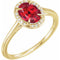 14K Yellow 8x6 mm Lab-Grown Ruby & .04 CTW Natural Diamond Ring