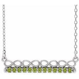 14K White Natural Peridot Infinity-Inspired Bar 16" Necklace