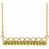 14K Yellow Natural Peridot Infinity-Inspired Bar 16" Necklace