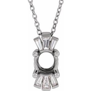 Sterling Silver 6 mm Round 1/6 CTW Natural Diamond Semi-Set 16-18" Necklace